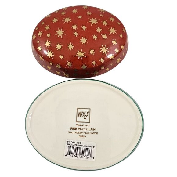 Mikasa Fine Porcelain Holiday Elegance Oval Covered Holiday Trinket Box NWT - Picture 7 of 17